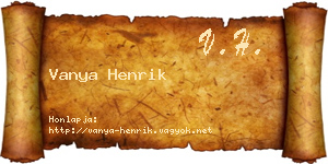 Vanya Henrik névjegykártya